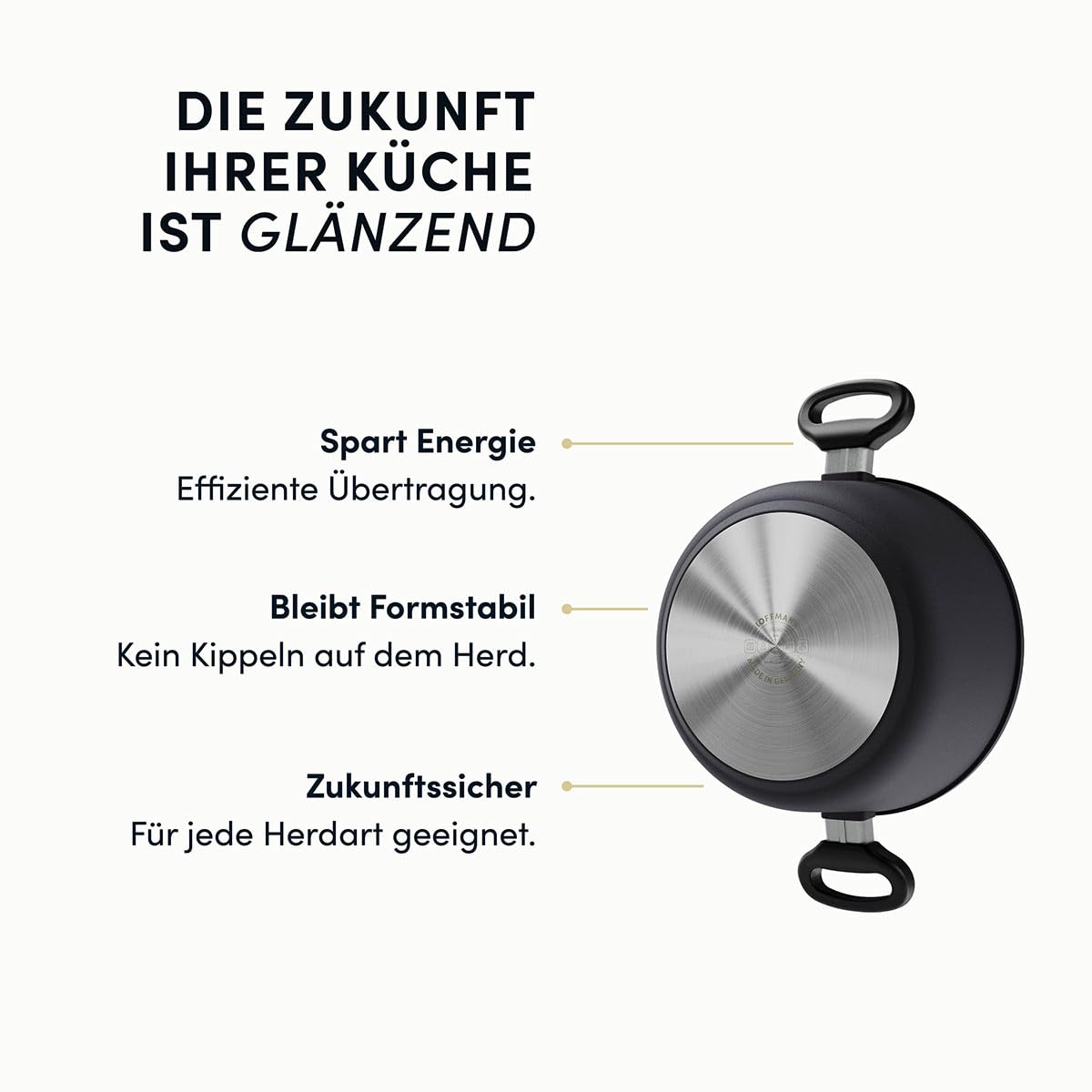 Hoffmann STONIQ Kochtopf Set, Antihaftbeschichtet, PFAS-frei, Induktionsgeeignet, Backofenfest bis 300°C, Topf made in Germany, Kochtopf, Suppentopf (mit Deckel, 20 + 24 cm)