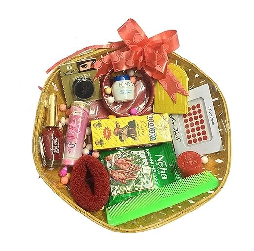 Navratri MATA Rani Suhag Kit/Devi Solah Shringar Kit Within Decorated Bamboo Basket with 16 Shringar (Items)-image-37