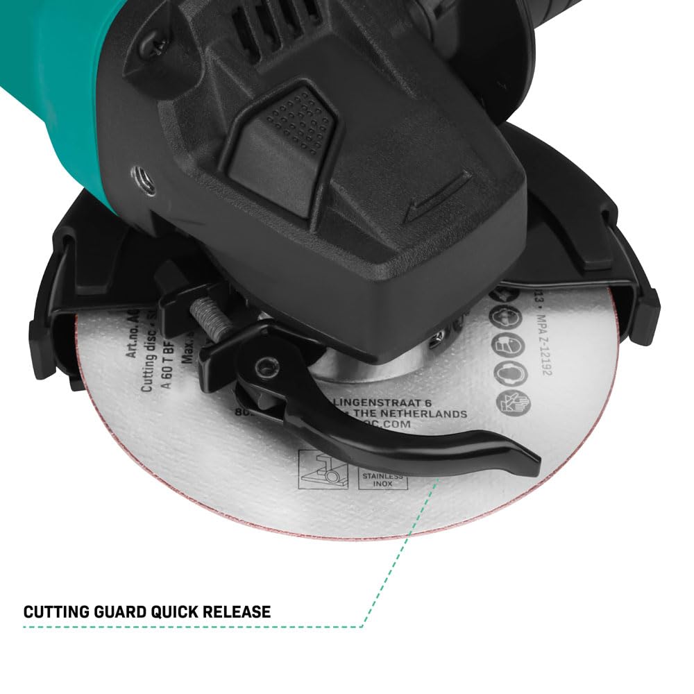 VONROC Smerigliatrice Angolare 900W – Ø125mm | 11.000 giri/min | Avvio Soft Start | Impugnatura Laterale 3 Posizioni | Cavo 3m | Protezione Inclusa | Per Metallo, Pietra, Piastrelle