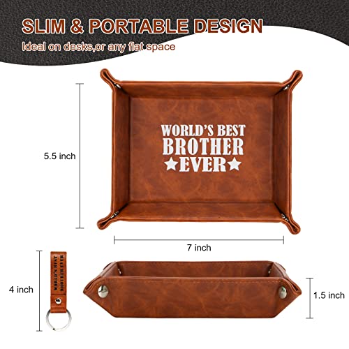 Gifts For Brother, World's Best Brother Ever Leather Valet Tray, Christmas Brother Gifts From Sister For Him Older Big Brother In Law, Unique Xmas Birthday Presents Ideas, Brown #TOP4