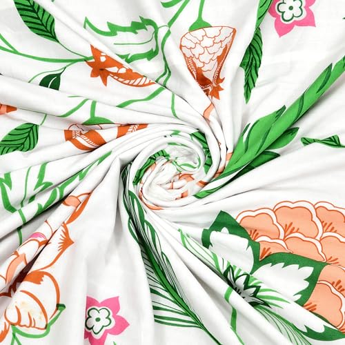 Image of BLOCKS OF INDIA 100% Cotton Dohar King Size Reversible Hand Block Printed Malmal Summer Dohar /Blanket (Orange Anar JAAL)