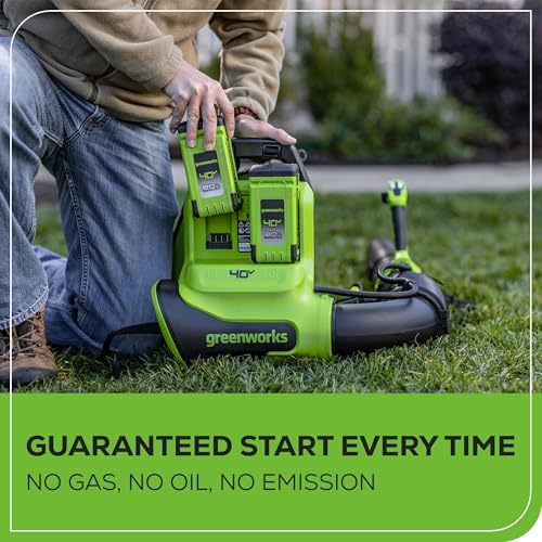 Image of Greenworks 40V (175 MPH / 710 CFM) Dual Port Cordless Brushless Backpack Leaf Blower, (2) 8.0Ah Battery and Charger Included