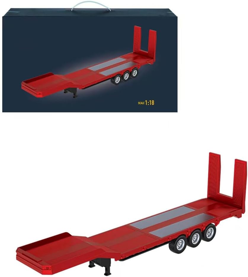 1/18 Scale Semi-trailer Flatbed, Compatible with 770S Heavy Duty Tractor Truck, RC Truck Accessories (Red)