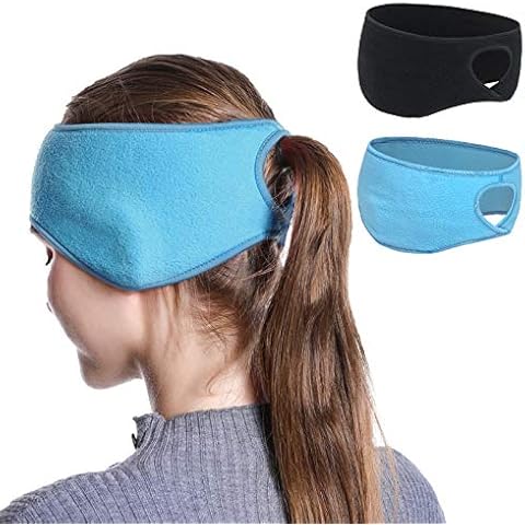 TALONITE Winter Ear Warmers Headband for Women with Ponytail Fleece Ear Muffs Ear Covers for Cold Weather Running Skiing Cover