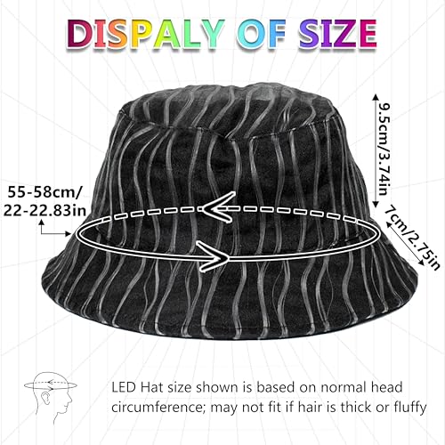 Image of Led Bucket Hat, Rave Led Hat 7 Colors, Neon Flashing Festival Gear, Light up Hat Rave Accessory, Funny Bucket Hat (US, Alpha, Large, Black)