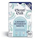 Cleancult Laundry Detergent Sheets - Resealable Box - 3 Stain Fighting Enzymes - Fragrance Free - 60 Loads - Free of Harsh Chemicals - No Mess - No Plastic Waste