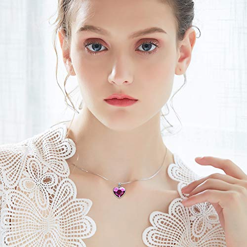 Collier en argent pour femme cœur en cristal, accessoire mode quotidien - 2