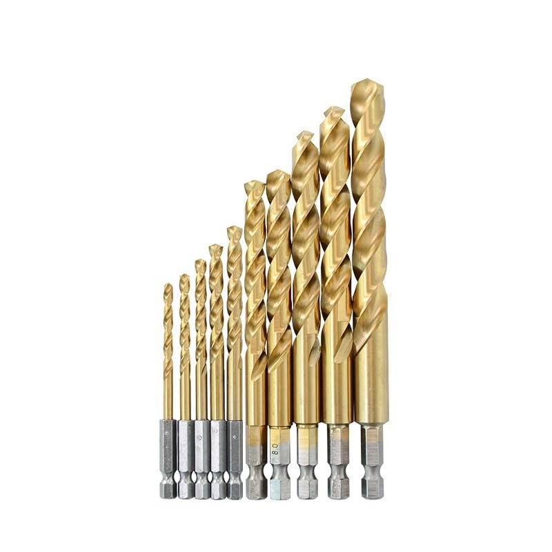 Brocas HSS de 1,5mm-13mm, 10 Uds., brocas de Metal for carpintería de cambio rápido hexagonales con revestimiento de titanio (1,5/2/3/4/4,2/5/6/8/10/13mm)(2.5mm 10pc)