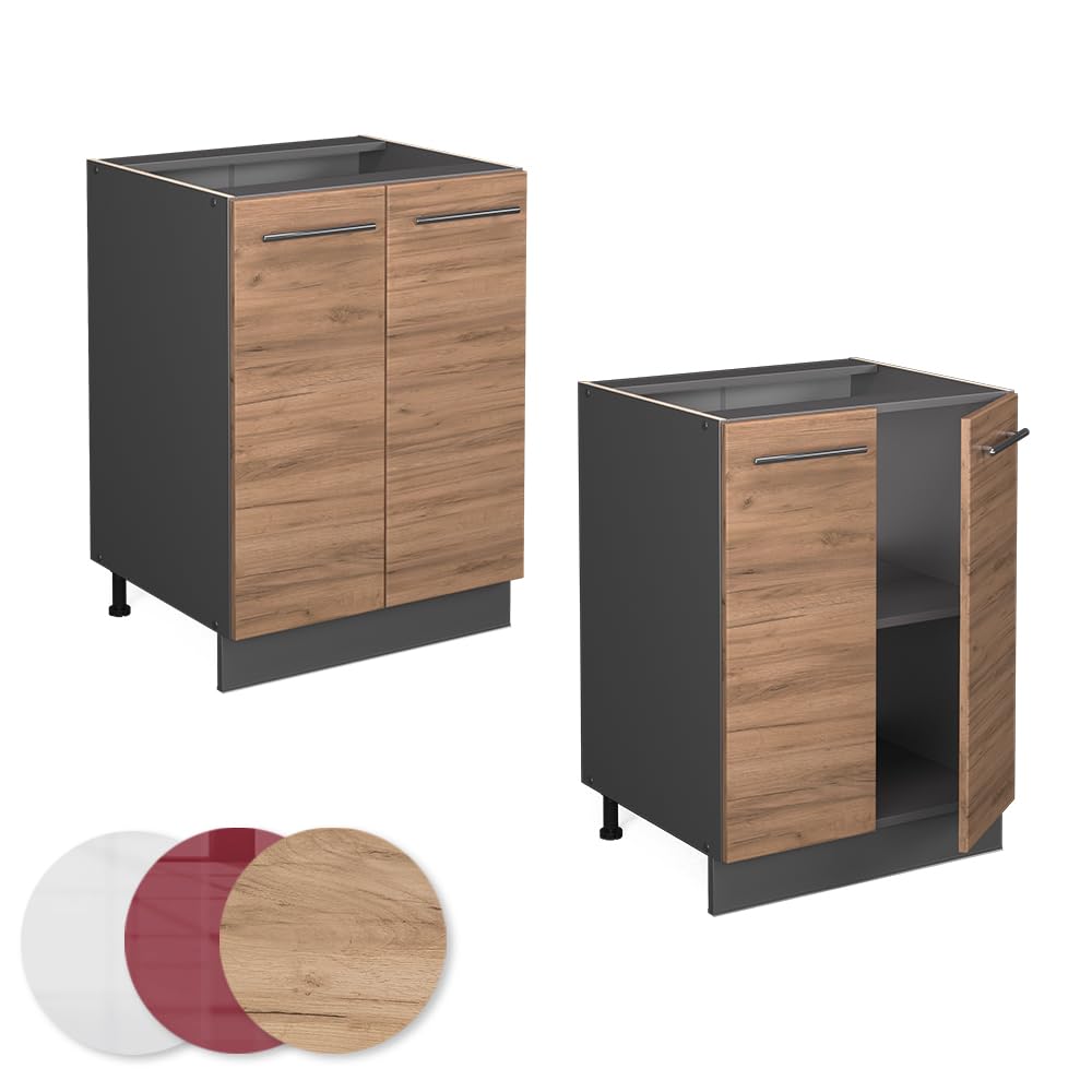 Vicco Mueble bajo de Cocina Fame-Line, Roble Dorado, 60 cm sin encimera, para Combinar con Otros módulos de la Serie Fame-Line