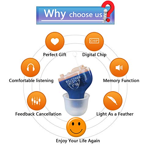 Blj Hearing Aid For Seniors And Adults With Noise Reduction And Feedback Cancellation Itc Hearing Amplifier, 7 Batteries And 9 Ear Domes (Left Ear) #TOP2