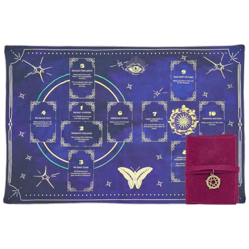 INFUNLY Tarot Card Bag Tablecloth Purple Butterfly Altar Cloth 30x20inch Velvet Tarot Tablecloth with Pentacle Pendant Astrology Divination Non Slip Mat for Cards Reading Crystals Spiritual Rituals