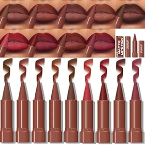 Matte Lip Liner Set Gradient Velvet Lip Crayon with Retractable and Long-Lasting Lipsticks for Women and Gift (9 Pcs #01-#09)