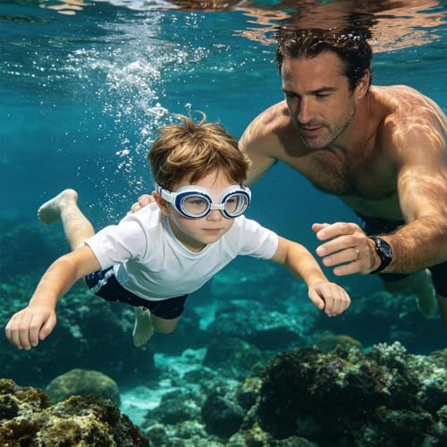 Lunettes de natation pour filles avec large silicone anti-buée - 5