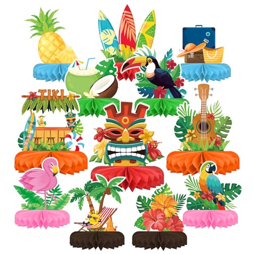 Hawaiian Luau Party Decorations Set: Aloha Theme Table Decoration with Luau Honeycomb Centerpiece for Tiki and Luau Hawaiian Party Supplies by Gatherfun - Used condition - US$8.50