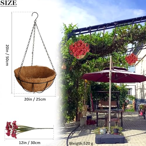 BIHRTC Artificial Fake Hanging Plants Flowers with Basket 12inch Artificial Botanical Silks Look Real FlowersOrange Daisy in Hang Planter for Porch Patio Balcony Home Outside Garden Decoration — view 2