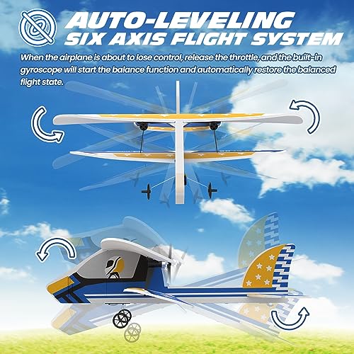 Deerc AU4-SQN-022-YW Rc Plane, 2.4Ghz Remote Control Airplane W/ 3 Batteries & 6-Axis Gyro Stabilizer, 2Ch Rtf Rc Glider Toy For Beginners Kids Boys Girls Adults thumb #3
