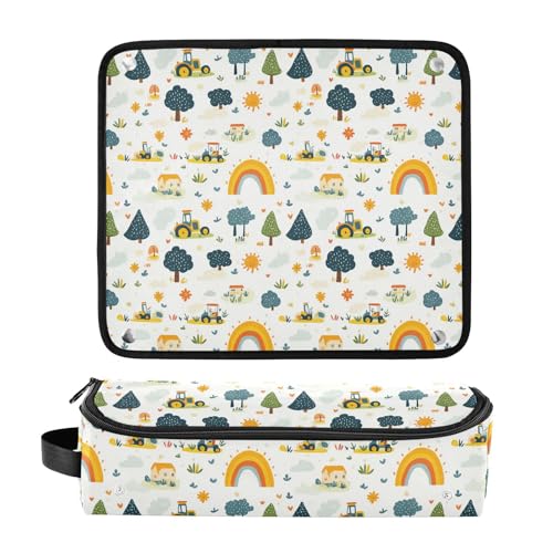 Bolsa organizadora de viaje resistente al calor para herramientas de cabello Nursery Tractors Marble, incluye tapete térmico para planchas y rizadores miniatura 3