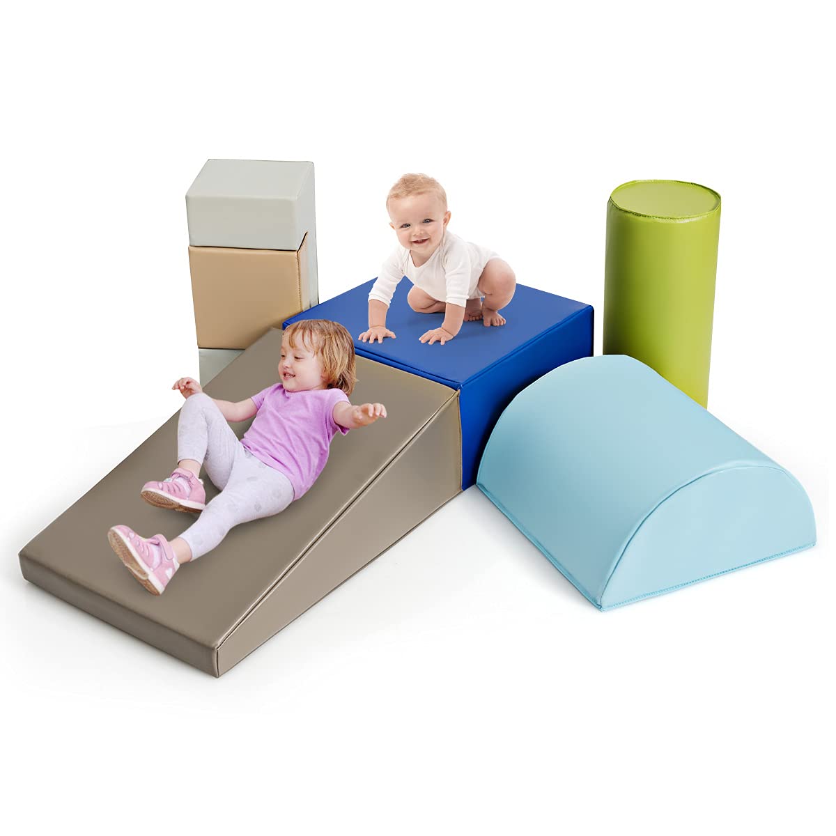 RELAX4LIFE Set di 6 Blocchi per Bambini in Schiuma Morbida, Set da Gioco per Arrampicarsi e Gattonare, Centro di Attività (Modello 2)