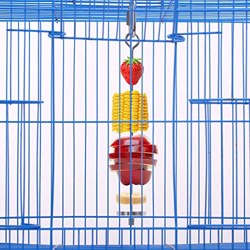 Qbleev Bird Food Holder, Bird Feeders, Stainless Steel Parrot Fruit Vegetable Stick Holder, Foraging Toy, Bird Treat Skewer Small Size #TOP3