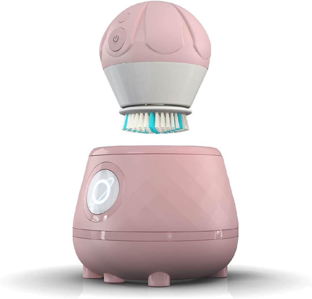 Tao CleanOna Diamond Orbital Facial Brush and Cleansing Station, Electric Face Cleansing Brush with Ergonomic Handle, Dual Speed Settings, Mauve