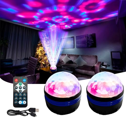 [2 Pack ] USB 2 in 1 Northern Lights Projector,Aurora Light Projector,14 Lighting Effects for Bedroom, Party, Northern Lights Ocean Waves Projector Lamp, LED Color Changing Lamp for Home Decoration.