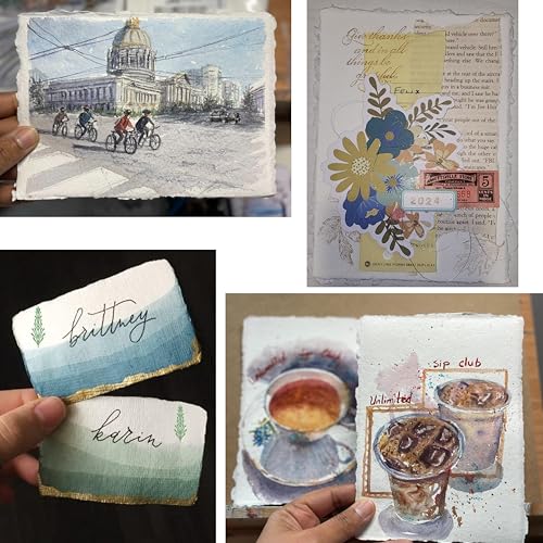 Handmade Cotton Paper with Deckle Edge Recycled Cotton Rag Mixed Media Card Stock for Postcards, Invitations, Crafts and Announcements (5x7 inch B6, 150gsm, 50 Pack) - Thumbnail 5