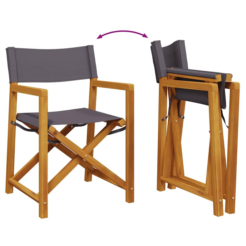 Chaises de réalisateur pliables lot de 2 gris foncé tissu
