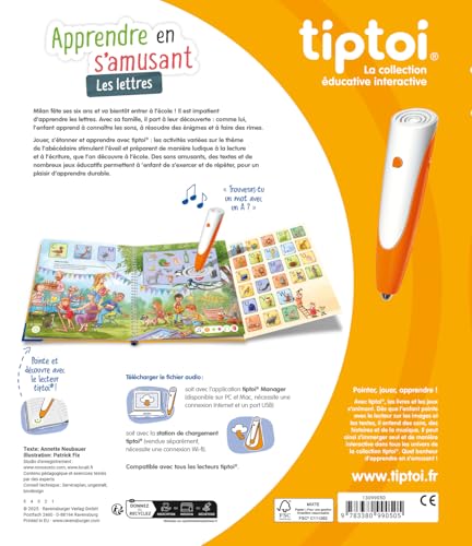 Ravensburger tiptoi® Livre interactif Apprendre en 'amusant : Les Lettres Jeu éducatif électronique sans écran A partir de Version française 13099050 - vue 2