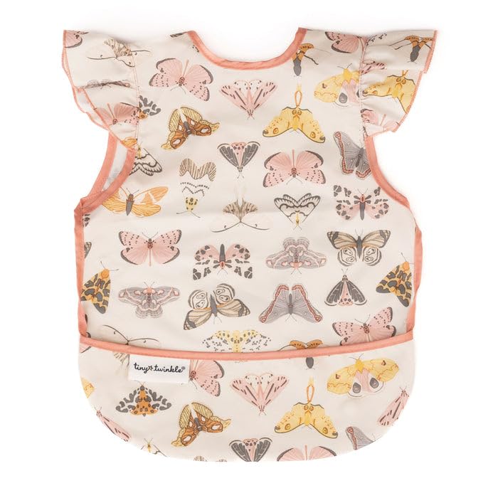 Image of Tiny Twinkle Mess Proof Baby Bib for Girls | Waterproof Toddler Bib for Eating | Baby Apron for Feeding | Machine Washable | Perfect Shower Gift (Flutter, 2-4Y)