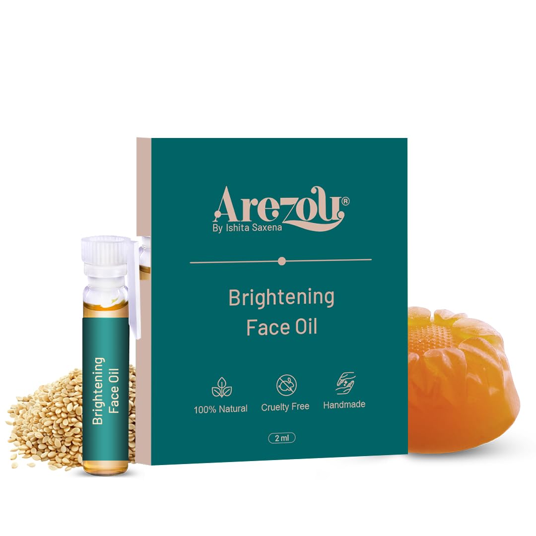Arezou Anti-Pigmentation Face Oil & Soap Kit – Natural Brightening Trial Pack for Dark Spots, Uneven Skin Tone & Hyperpigmentation | For Dry, Mature Skin with Lavender & Sesame Oil | For Men and Women (2ml Oil + 25gm Soap)