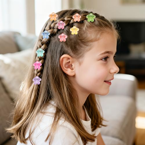 100 pinzas mini para el cabello con diseño de flores para mujeres y niñas, clips de garra pequeños, coloridos y con brillo, accesorios para peinado con agarre fuerte miniatura 5