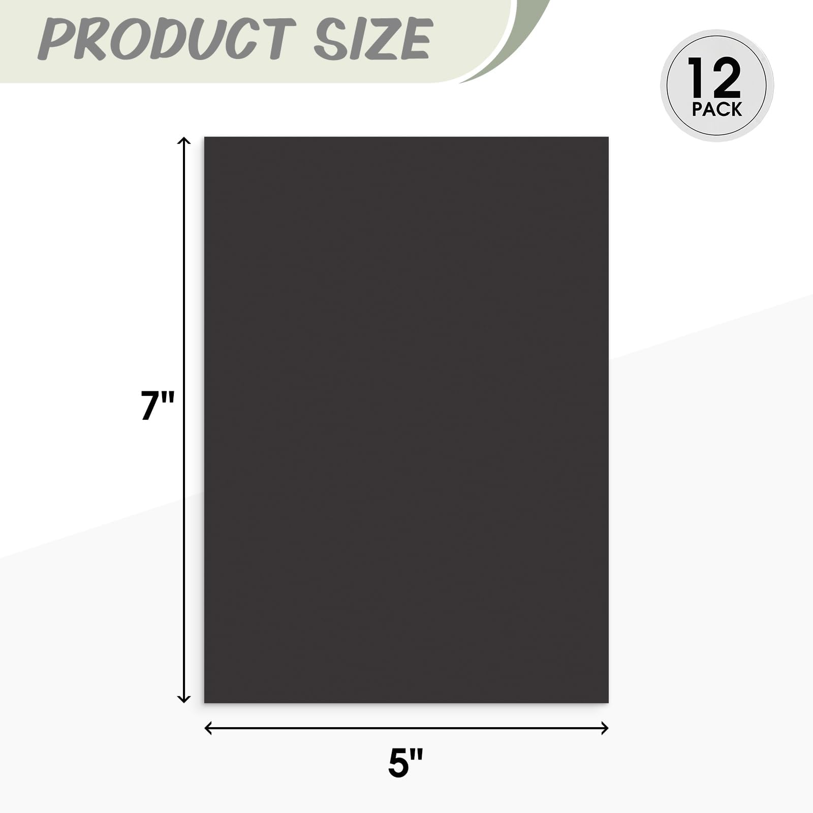 Space Art Deco, Pack of 12 5x7 Uncut Black Mat Boards, Acid Free Matte Backing Boards for Pictures, Prints, Frames, Arts