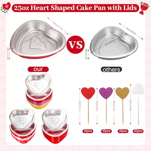 12 Pack 8 Inch Heart Shaped Cake Pans With Lids, 23oz Large Disposable Foil Pans for Valentine's & Mother's Day, Aluminum Baking Kit (Red, Gold, Rose Red) by yeload - Image 3