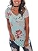 2017 Women's Spring Summer Floral Print Striped Short Sleeve T Shirts Loose Casual Tops,Green,Large