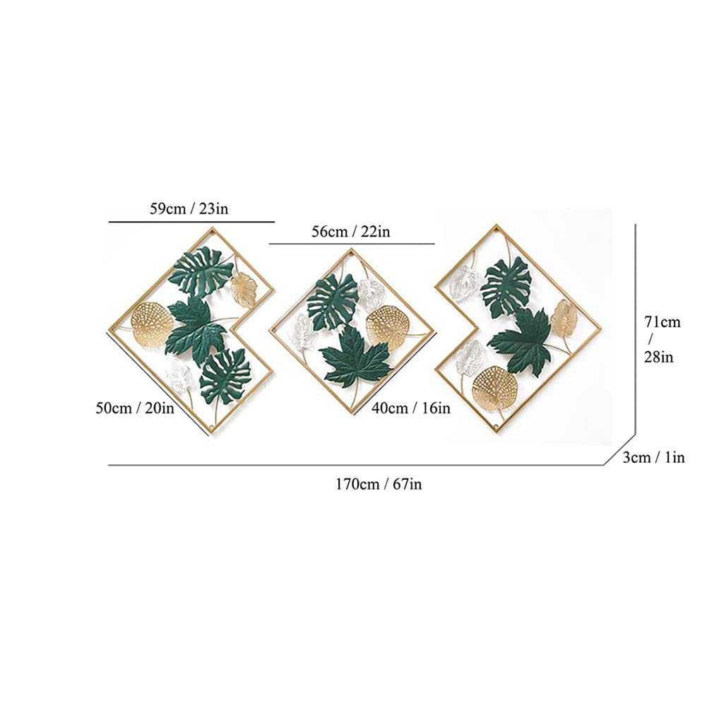 TROONZ 3pcs Decorazione da Parete in Metallo Set, Lussuoso Composizione Quadro in Metallo, Fatta a Mano Scultura da Parete per Soggiorno/opere d'Arte, 170 * 71cm