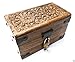 Coffre à jouets en bois - Coffre à trésor avec cadenas et couvercle, Bois, marron, 24_30k 18x13x10 cm
