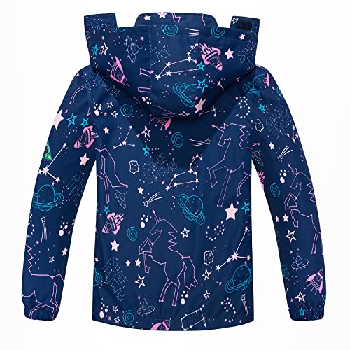 Saphirose Kids Rain Jacket Waterproof Raincoat Mesh Lined Coat With Removable Hood For Boys Girls (Space,10-12 Years) #TOP1
