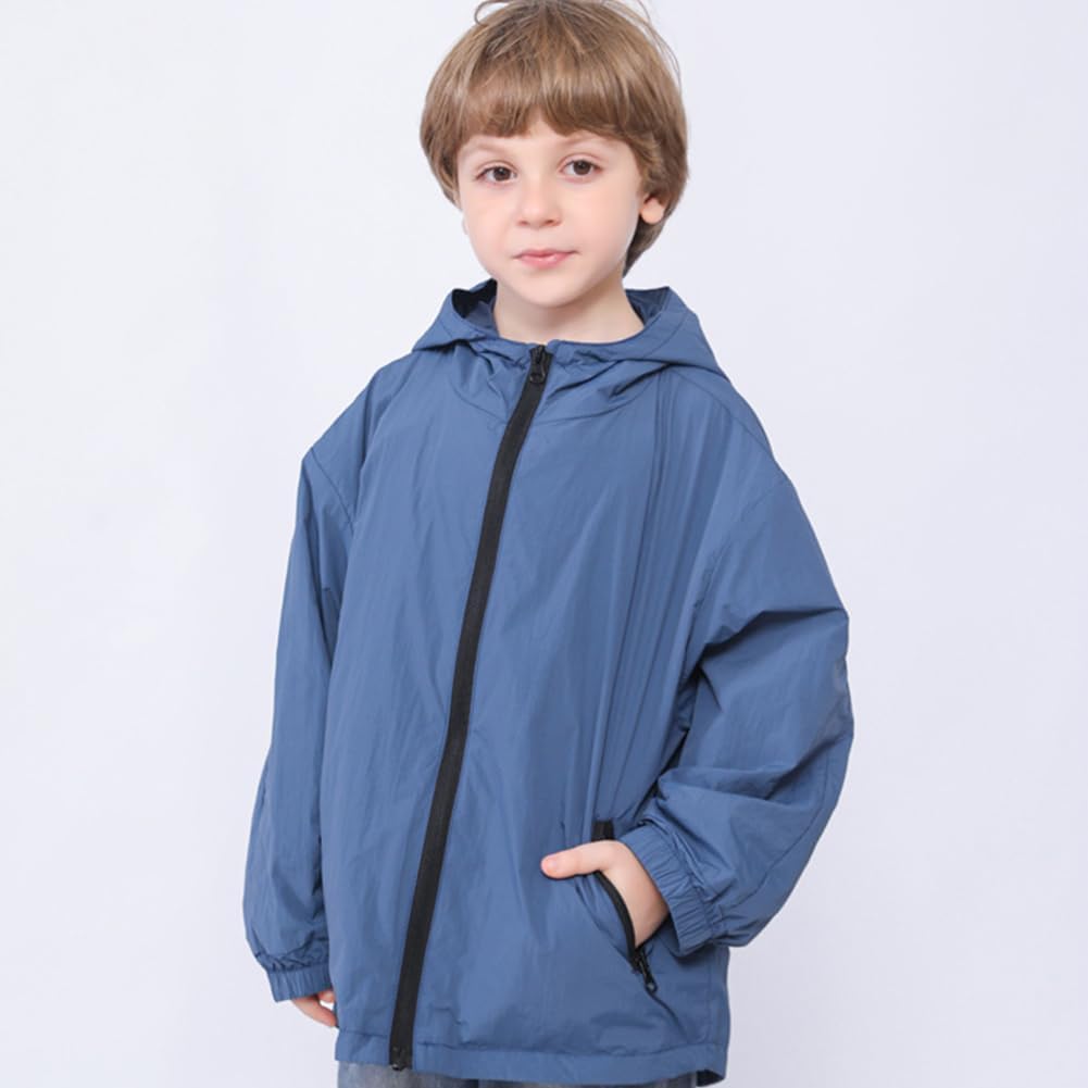Feidoog Toddler Boys Jacket Lightweight Windbreaker Coat Hooded Zip Up Loose-Fit Outerwear Hiking Jacket