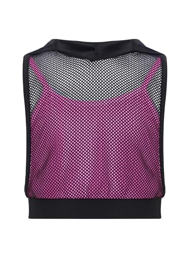 Sleeveless Hooded Mesh Crop Top for Girls Gymnastics Workout Fitness Sports Vest3