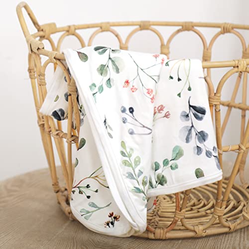 Image of GRSSDER Baby Blankets Super Soft Jersey Knit Swaddle Blanket for Baby Girls and Boys, Double Layer Receiving Blankets 34 x 44 Inches Extra Large for Baby Show Gift, Watercolor Leaves