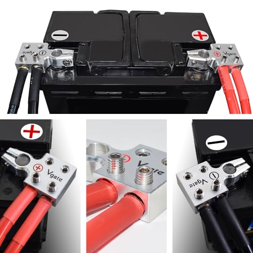 Vgate Car Battery Terminal Connectors, 4-Way Lead-Acid Battery Terminal, AGM Post Terminal Ends Connect, 2AWG up to 2/0 Wire for SAE/DIN/EN, Compatible with Cars, Vans, Trucks and More