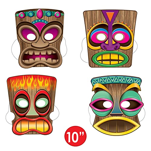 Beistle 66805 4-Pack Tiki Masks, 10-Inch, Multicolored #TOP2