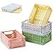 MVKV Mini składane plastikowe kosze do przechowywania, trwała, składana plastikowa skrzynka do przechowywania, kolorowe małe pudełka do przechowywania do sypialni, biura, łazienki, organizer do szuflad (5,9 x 3,9 x 2,3 cm)