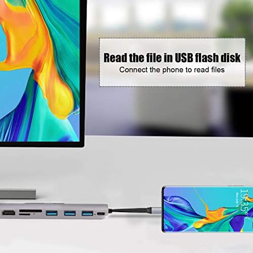 GOWENIC 9 in 1 USB C Hub, Aluminum Alloy Docking Station with 4K, VGA, 3 USB 3.0, PD Fast Charge, TF Card Reader, for Pro Air Laptop (THV901) - 3