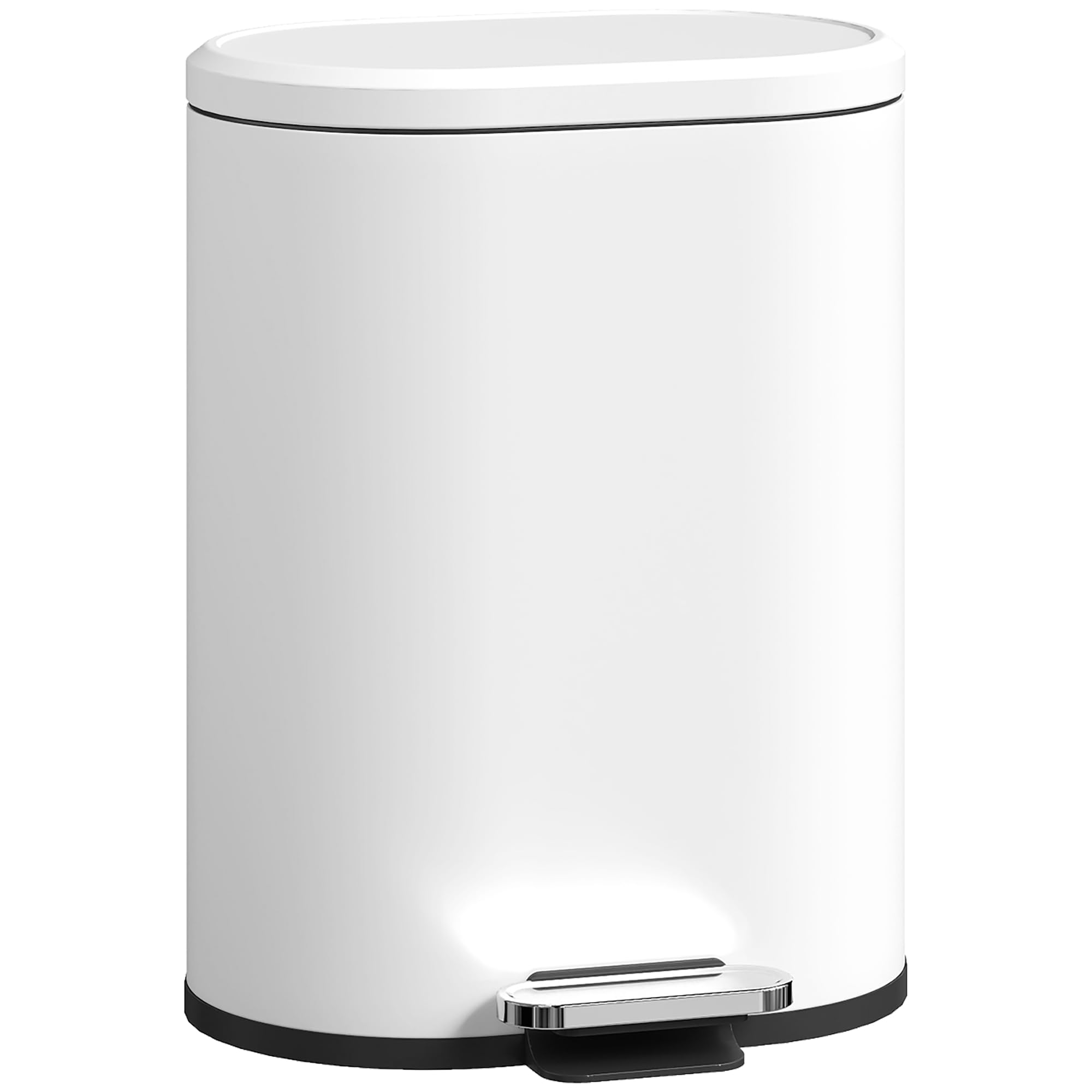 HOMCOM Cubo de pedal 12L, blanco, 30x25.5x37.5cm