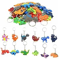 JZK 36 Rubber Keychain Dinosaur Set Silicone Dino Holder Kids Gift Thanksgiving After Party Birthday Toys Girl