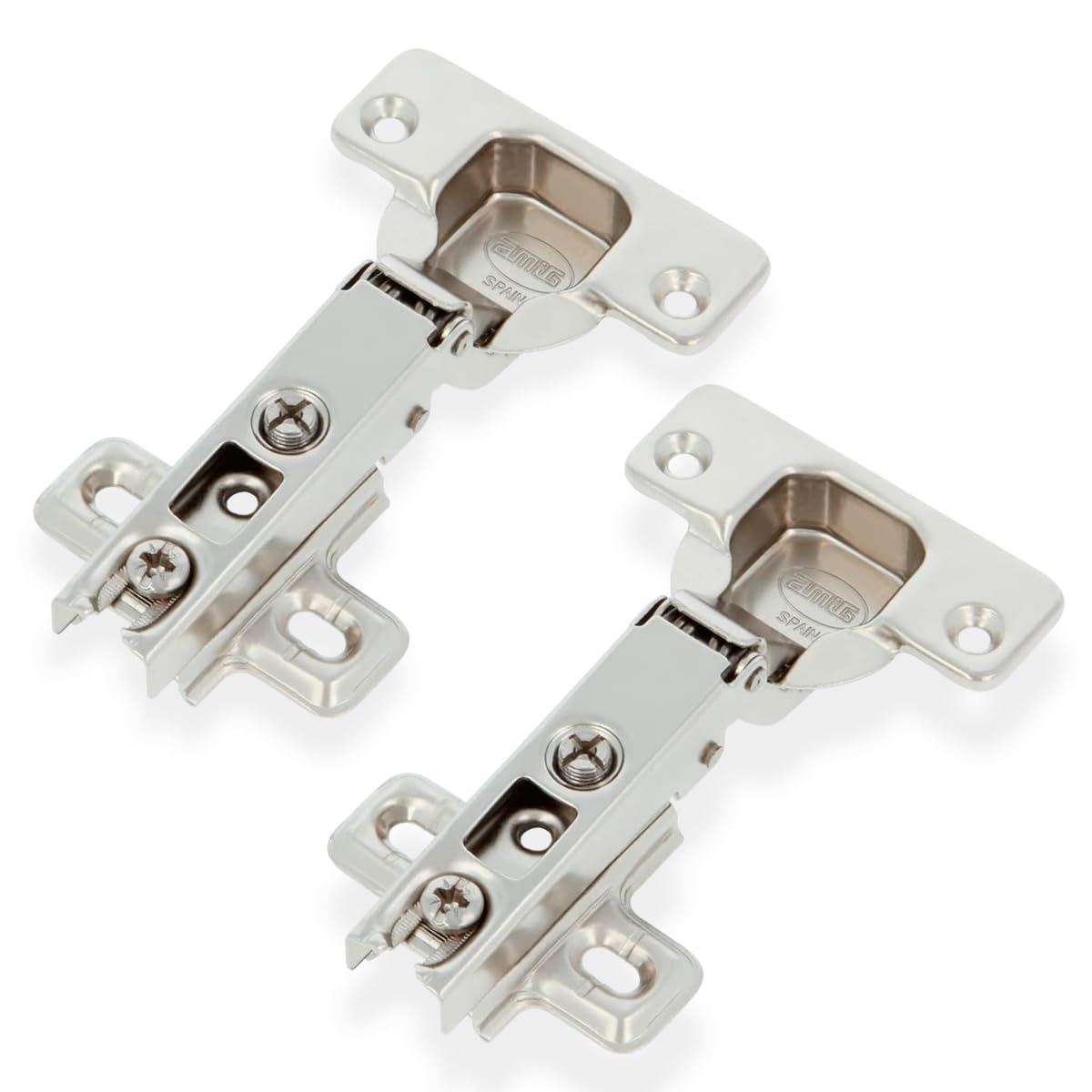 Amig - Pack de 2 Bisagras de Cazoleta Rectas - Ø35 mm - Acero Niquelado - Apertura 110° - Instalación Oculta para Muebles de Cocina, Oficina y Armarios - Tornillos Regulables (No Incluidos)