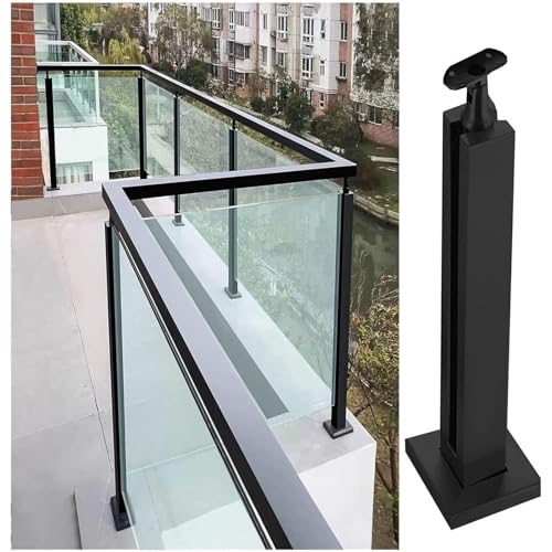 Poste de barandilla de vidrio negro resistente para exteriores y balcones 2