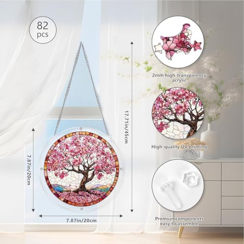 Pendentif fenêtre arbre puzzle acrylique attrape-soleil idée cadeau