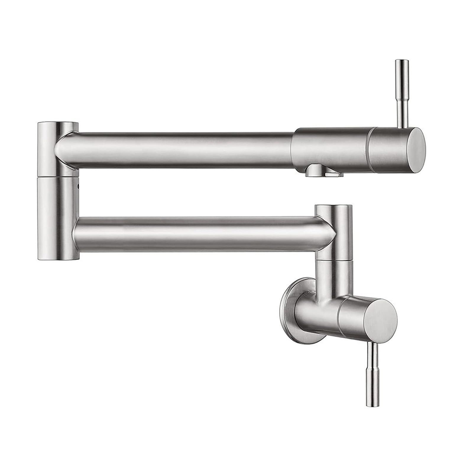 Grifo de cocina de pared de acero inoxidable y un solo orificio con brazo giratorio telescópico